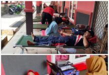 Meriahkan HUT Pramuka dan HUT RI, Kwartir Ranting Metro Utara Kolaborasi dengan SMK IB Khalifah Bangsa Gelar Donor Darah