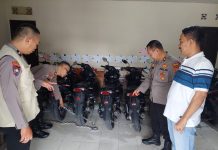 Polsek Tulang Bawang Tengah Terima Titipan Belasan Sepeda Motor dari Pemudik