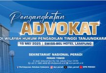 PT Tanjungkarang Angkat Sumpah 143 Advokat Baru DPC PERADI Bandarlampung