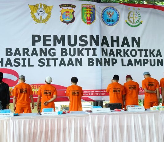Tegaskan Perang terhadap Narkotika, Pemprov Lampung Bersama BNNP Lampung Musnahkan Barang Bukti Narkotika
